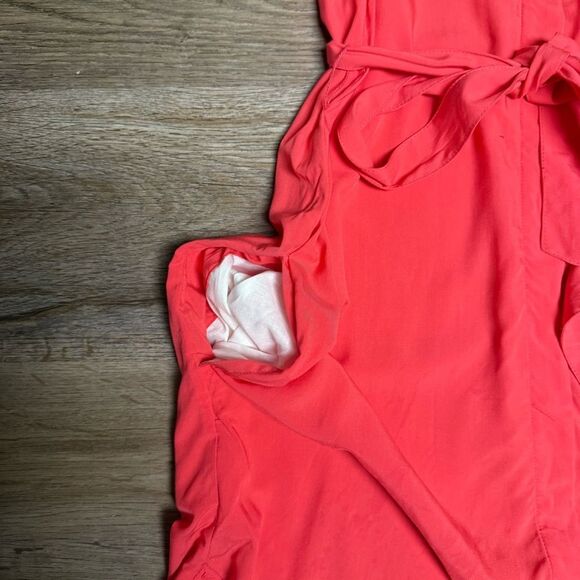 GAP Vibrant Coral Midi Dress with pockets - Picture 3 of 11